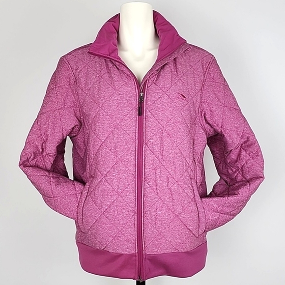 High Sierra Women's Insulated Heathered  Pink Zip Up Quilted Bomber Jacket Sz XL - Picture 2 of 15
